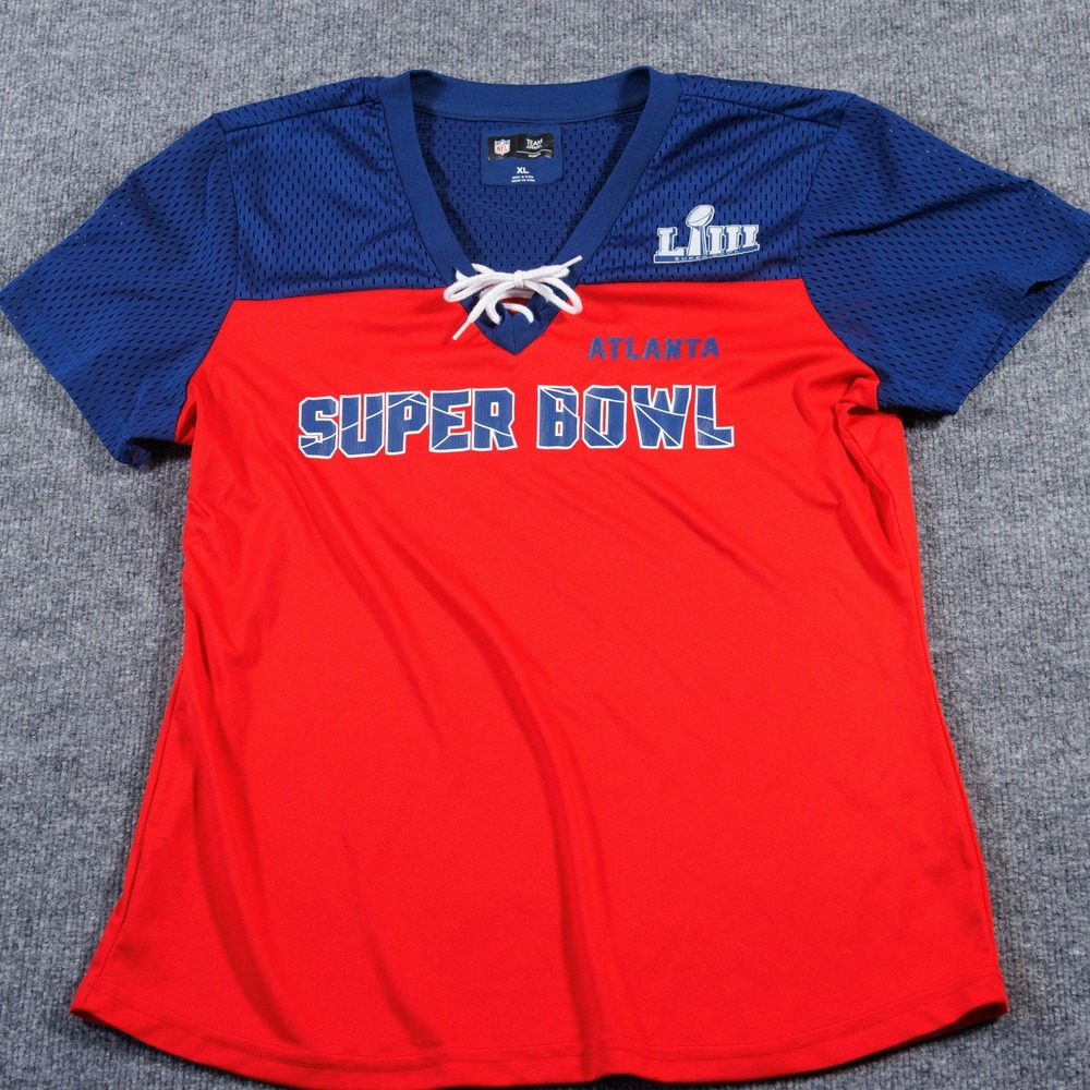 NFL Atlanta Falcons Super Bowl 53 Lace Up Jersey Shirt Womens XL Fan Gear Sexy